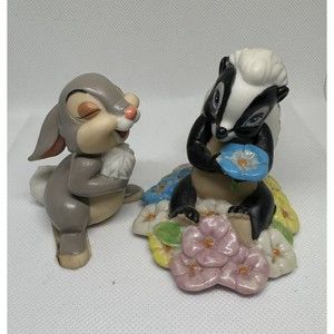 Disney Bambi - Flower Skunk & Thumper Ceramic Figure 3" Tall